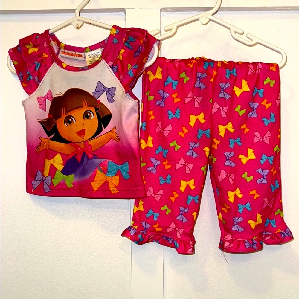 Dora the Explorer 12 months Nickelodeon Pink Kids Pajamas with Colorful Bows